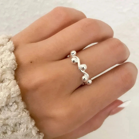 925 Sterling Silver Dainty Ring Bead Ring Minimalist Ring Band Resizable - Picture 1 of 8